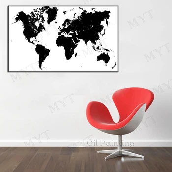 

MYT Free shipping Handpainted Abstract Black Map Wall Art Oil Painting On Canvas Animal Paintings For Home Decor Unframed