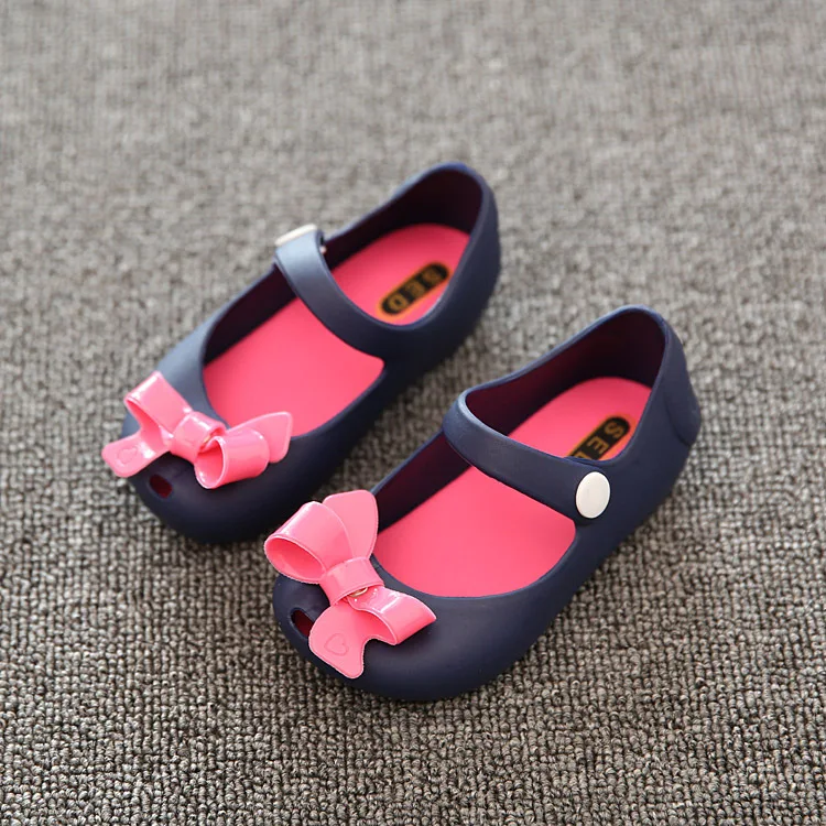 

2018 New Summer Children Shoes Girl Baby Jelly Mini Cute Girls Sandals kids Shoes elsa shoes girls Bow Flat Skid Rain Boots