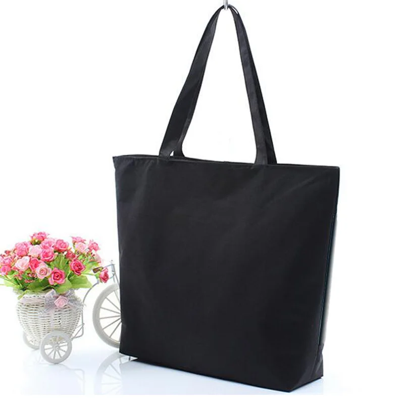 Fashion Blank Women&#39;s Casual Tote Durable Canvas Shoulder Bag White Black Shopper Bags High ...