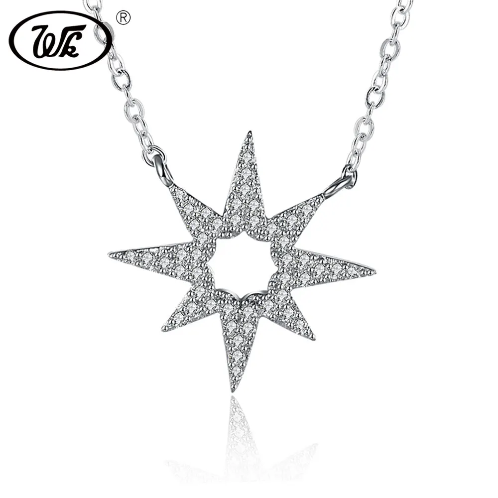 

WK Real 925 Sterling Silver Necklace Women Chain Fashion Heartless Flower Necklace Silver Jewelry For Girls Trendy Gift W5 NNY26