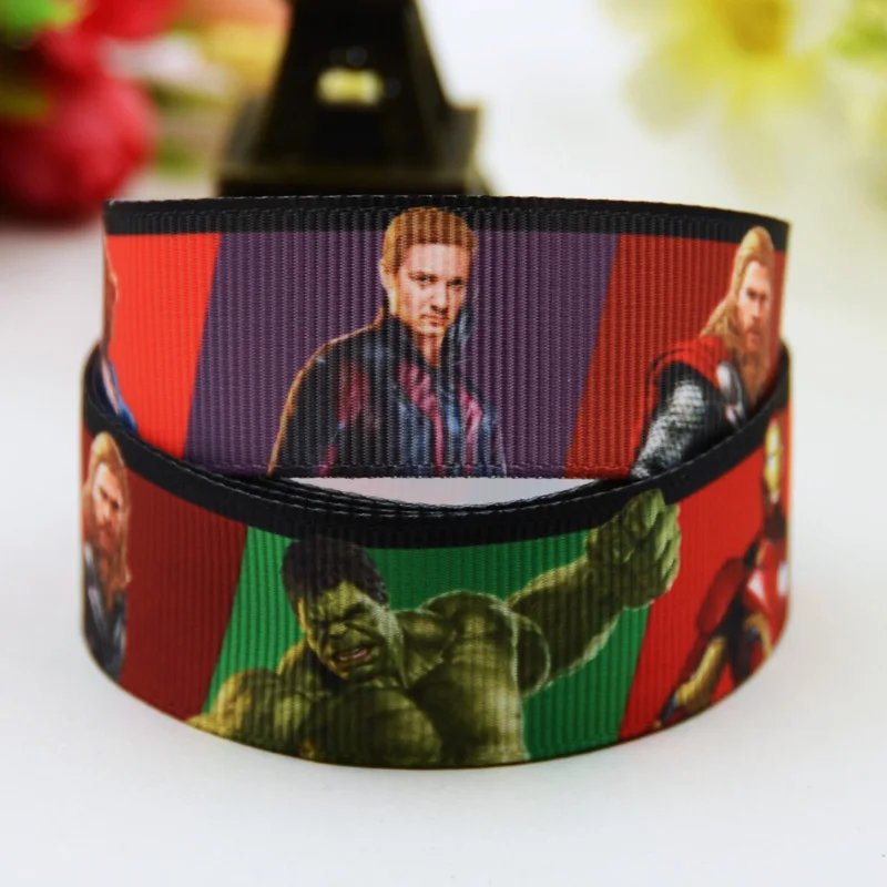 7/8'' (22mm) Avengers Cartoon Character printed Grosgrain Ribbon party