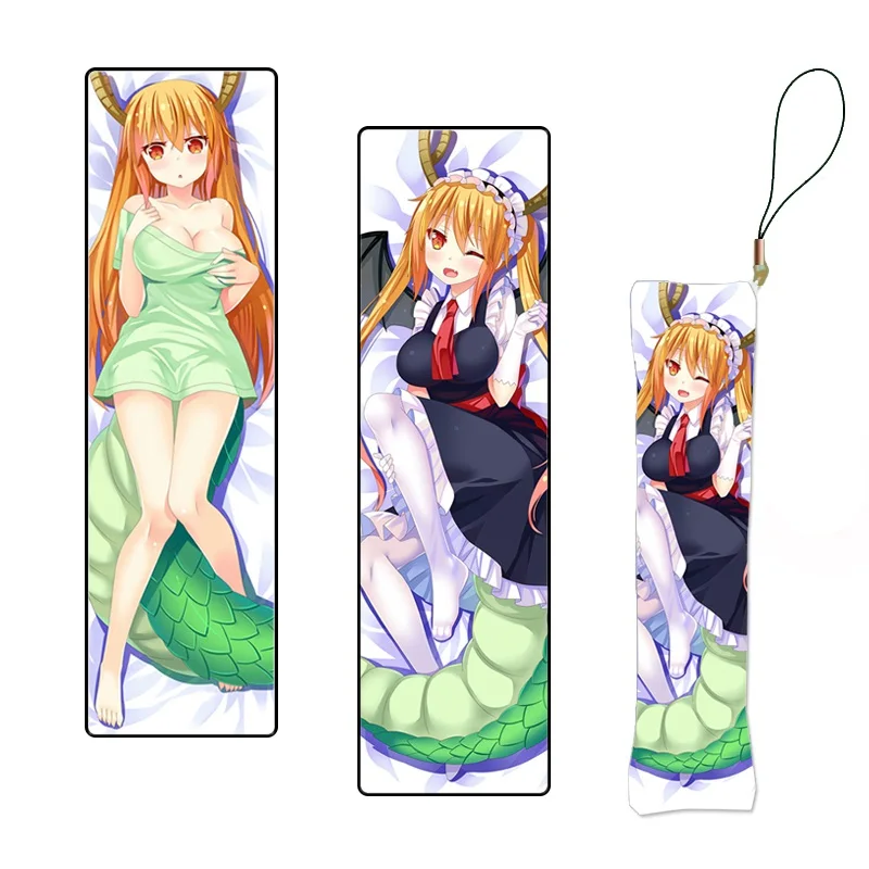 

Japanese Anime Keychain Miss Kobayashi's Dragon Maid Tohru Figure Mini Dakimakura Pillow Pendants Custom Key Chain Phone Strap