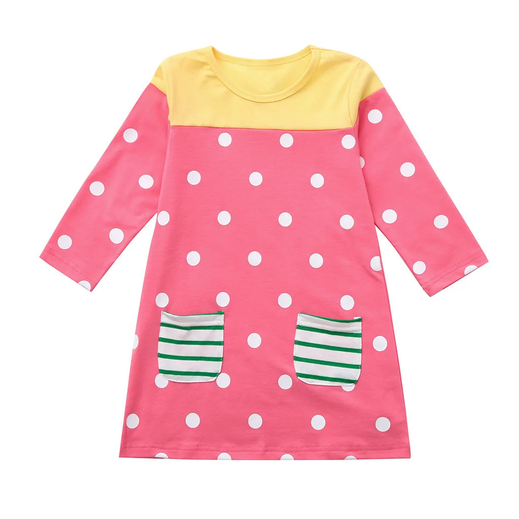 

Spring Autumn Fashion Children Dress Polka Dot Print Kids Dresses for Girl Cotton Long Sleeve Girl Dress Cute Girls Clothes 3-7Y