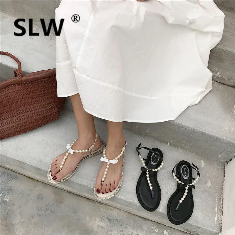 

Comfort Shoes For Women Female Sandal Pearl Sandals 2019 Women's Clear Heels Flip Flops Platform All-Match Comfort Block Ladies