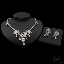 zircon jewelry sets bridal luxury wedding jewelry set white gold color expensive jewellery