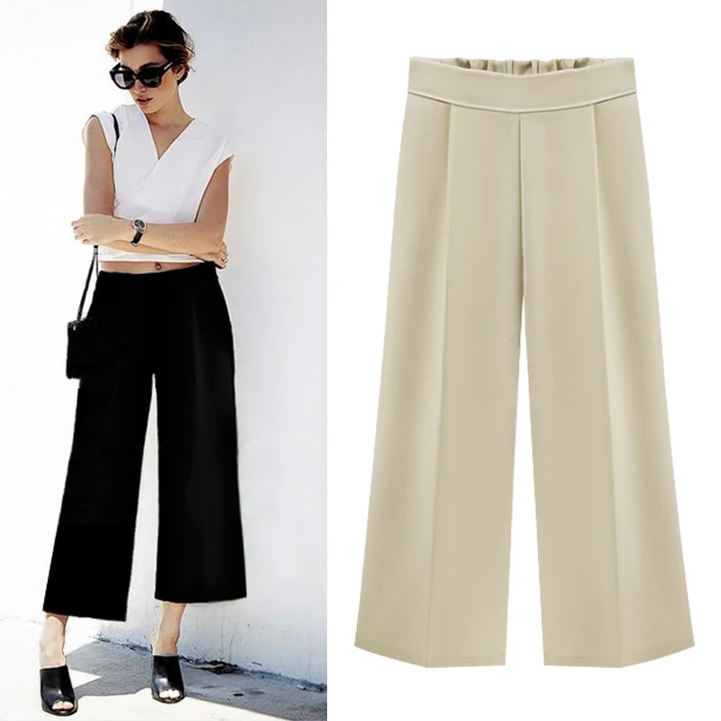 New Womens Skorts Elastic Waist Wide Leg Baggy Casual Shorts Hot Pants Plus Size