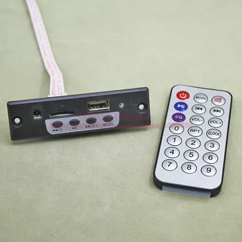 

1set/lot +5V~+12V MP3 WAV Audio Decoder Module Board PCB USB TF Card Audio Decoder With Black Panel Wire IR Controller