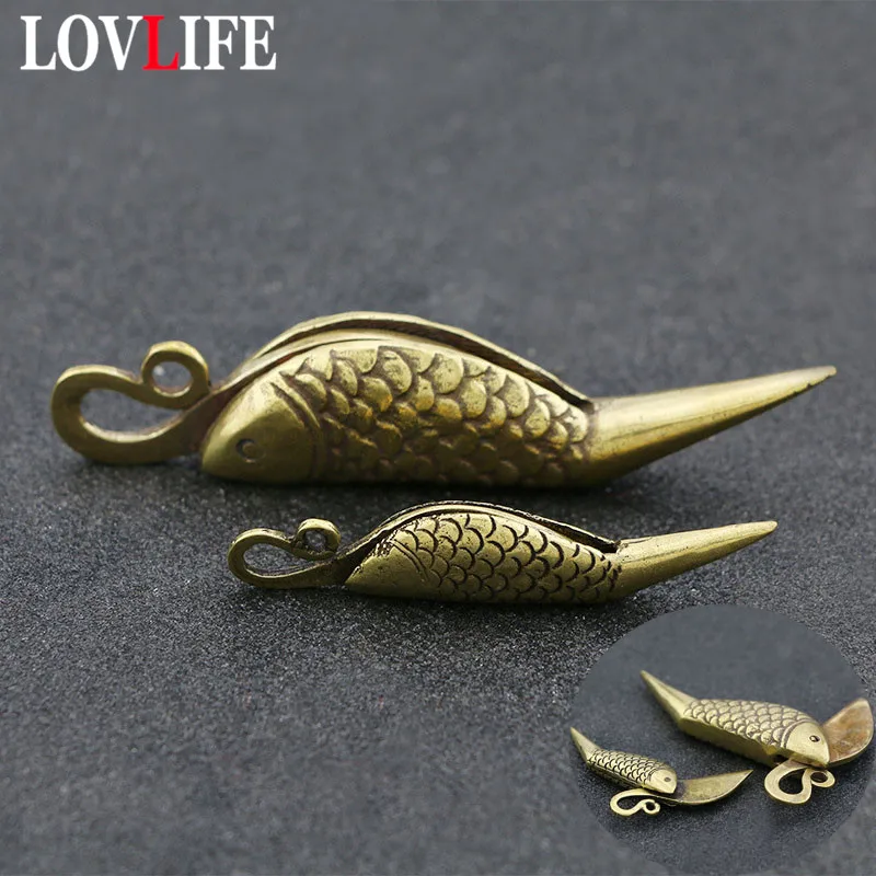 

Pure Brass Small Fish Knife Keychain Pendants Vintage Copper Paper Cutter Key Chains Car Key Rings Hanging Trinket Creative Gift