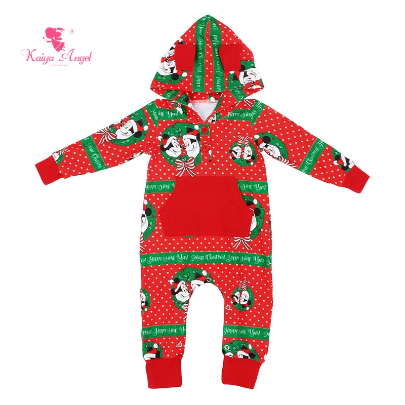 Kaiya Angel Cute Baby Girls Boys Christmas Hoddle Rompers Long Sleeve Fall Romper Infant Cotton