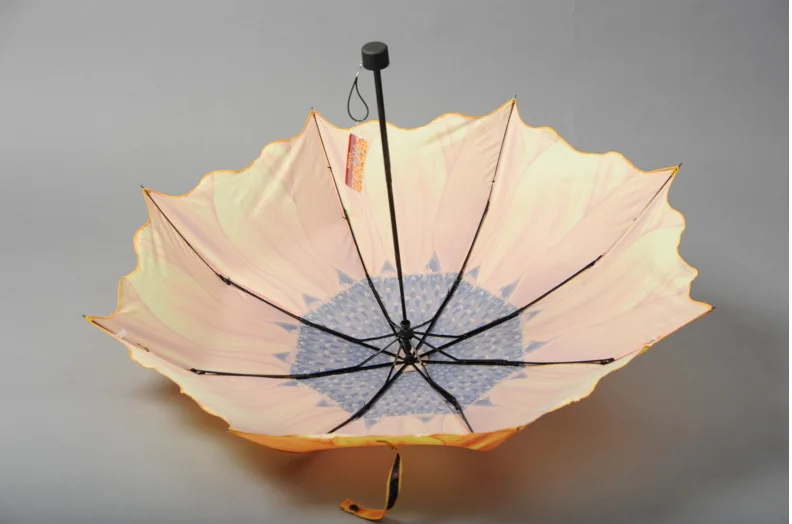 Непромокаемый женский трехслойный Зонт с цветным 3D цветочным принтом, солнечный и дождливый