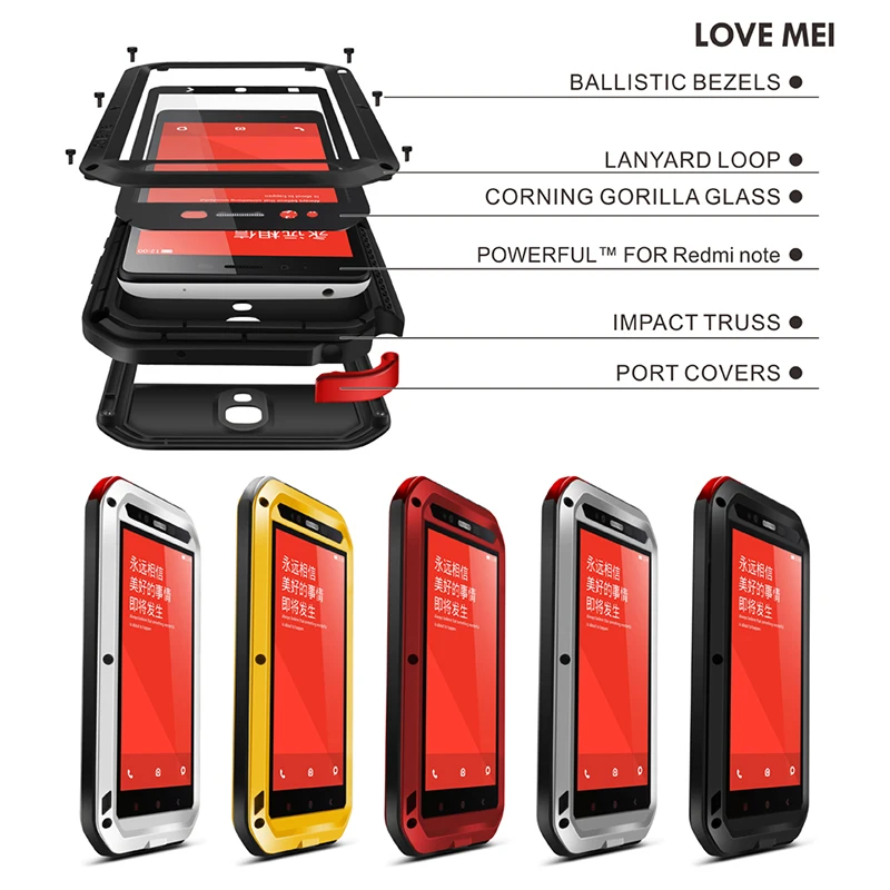 imágenes para Cubierta de la Caja de la Marca AMOR MEI Metal de Aluminio Para Xiaomi Redmi Nota (5.5 pulgadas) Caso Para Xiaomi Redmi Nota Cáscara a prueba de golpes A Prueba de agua imágenes para Cubierta de la Caja de la Marca AMOR MEI Metal de Aluminio Para Xiaomi Redmi Nota (5.5 pulgadas) Caso Para Xiaomi Redmi Nota Cáscara a prueba de golpes A Prueba de agua