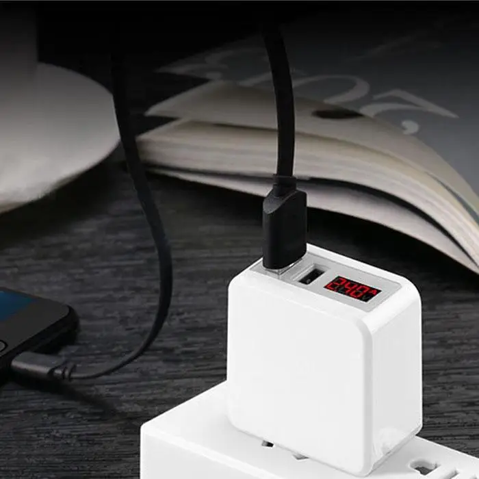 Универсальное зарядное устройство с двумя usb-портами, 5 В/2,1 А, светодиодный дисплей, портативное зарядное устройство AC Faerst, адаптер США/ЕС