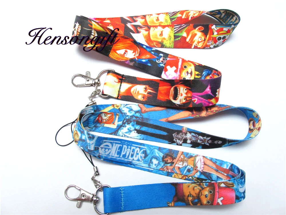 

Hensongift Kids ONE PIECE Neck Lanyard ID Badge Holders Japanese Anime Mobile Phone Key Straps