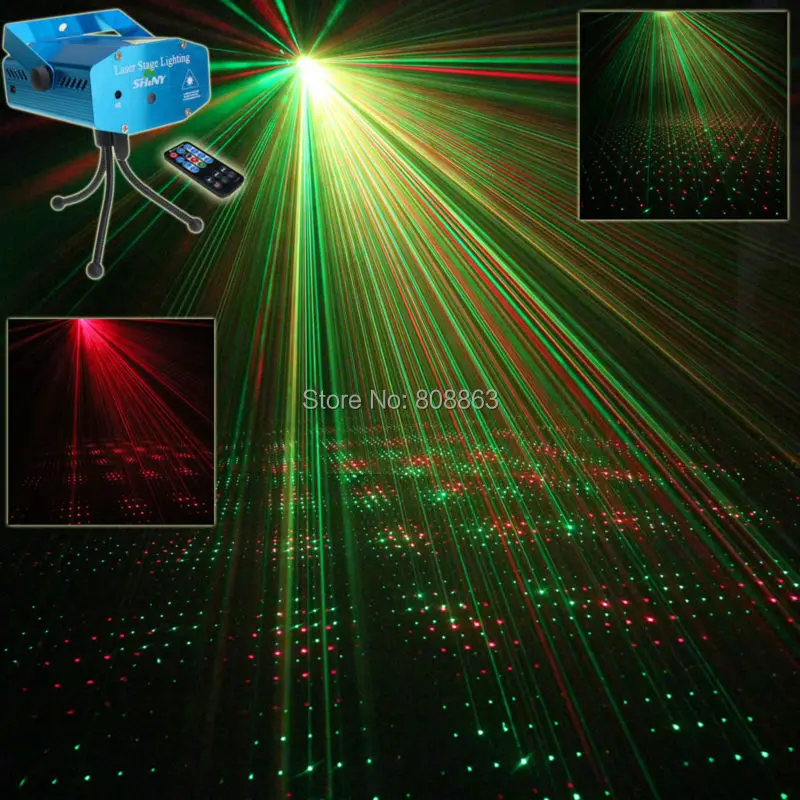 

Remote Mini R&G Laser Full Stars Sky Pattern Projector Club Bar Coffee Shop Dance Disco Home Party Xmas DJ Light Tripod N65R1