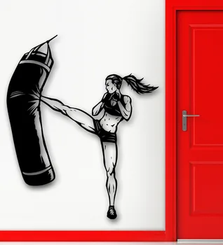 

Home Decoration Wall Sticker Women Gym Kickboxing sports Decal Bedroom Sports Club Center Decor bodybuilding Home Sticker NY-258