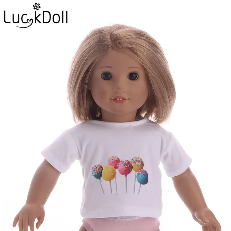 LUCKDOLL хлопковая Футболка Подходит для 18-дюймовые американская кукла Logan кукла мальчик одежда аксессуары игрушки для детей - Цвет: b750