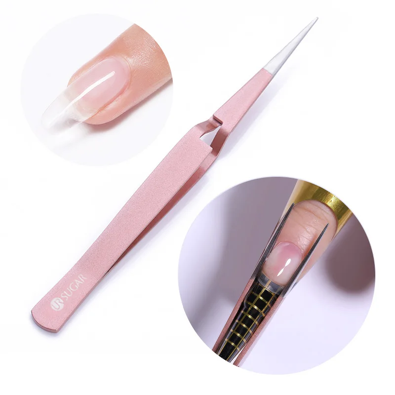 

UR SUGAR Rose Gold Cross Lock Reverse Tweezers Stainless Steel Acrylic Nail Shaping Tweezers Nail Art Manicure Tools