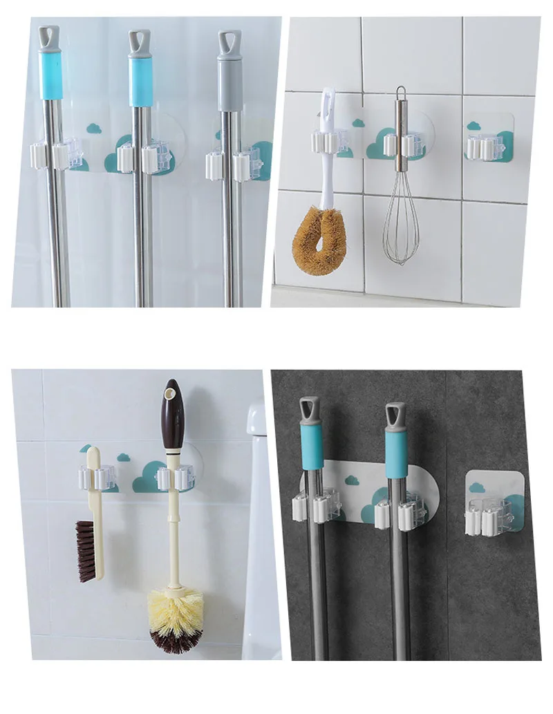 Wall Mounted Mop Organizer Holder Brush Broom Hanger Storage Rack Kitchen Tool Wall Housekeeper Random Colorful 17.87cm (14)