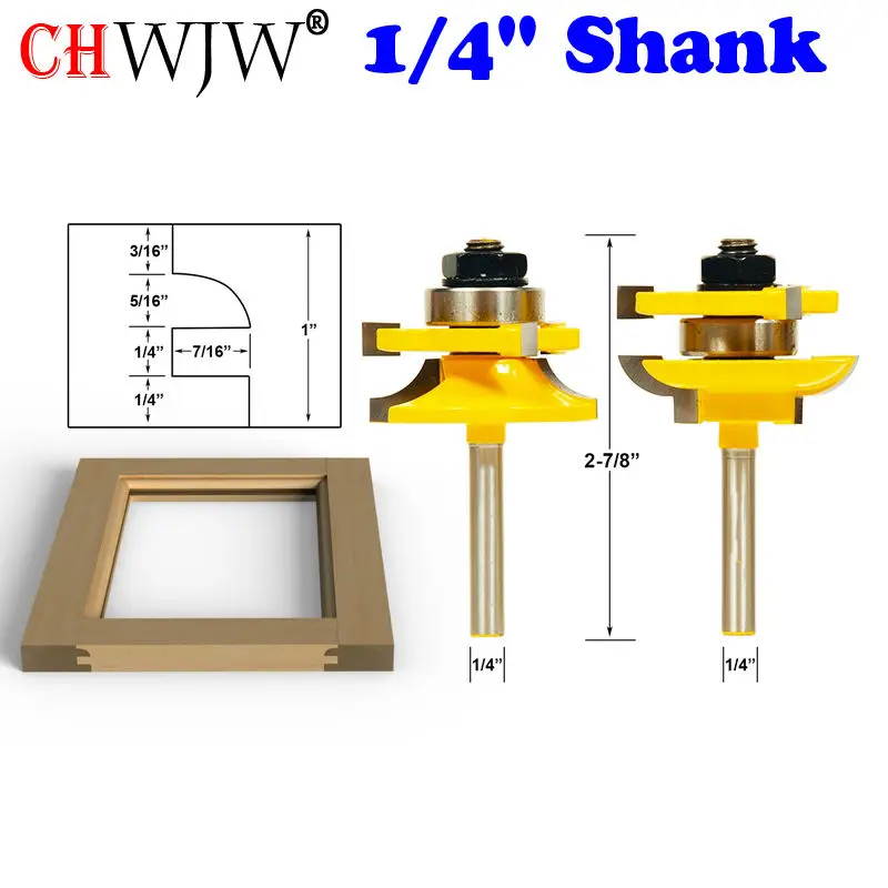 

Rail and Stile Router Bits - 2 Bit Round Over - 1/4" Shank door knife Woodworking cutter Tenon Cutter for Woodworking Tools