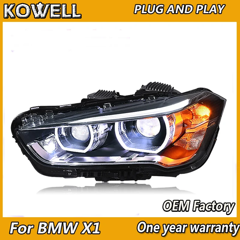 

2 Ps Car Headlights For BMW X1 Headlight 2016 2017 2018 x1 Head lamp LED Angel Eyes DRL Hi Low Beam Bi Xenon Lens HID Front lamp