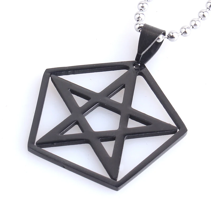 

free shipping Pentagon stars 316L Stainless Steel pendant necklaces bead chain for men women wholesale
