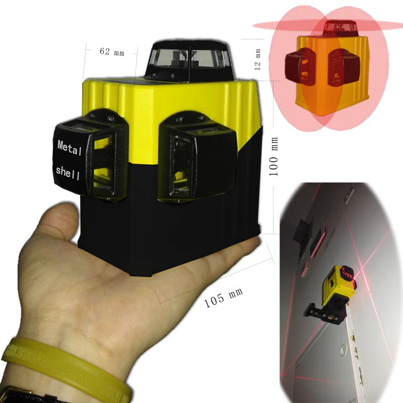 12Lines Laser Level 3D infrared sticking wall Self Leveling 360