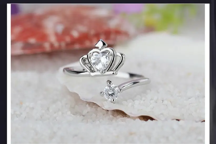 Anenjery 925 пробы серебряные ювелирные изделия циркон Корона Обручальное кольцо для женщин Открытие Кольца anillos mujer S-R236