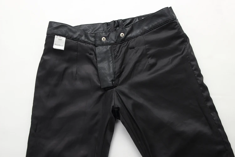 PU Leather Men's stylish Riding Jeans Biker slim pants 8