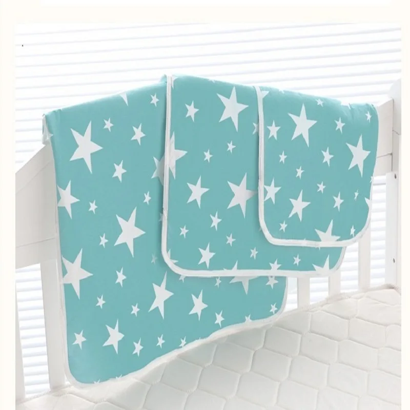 

Newborn Baby Waterproof Nappy Changing Pads Covers Stroller Bed Urine Pad Pram Reusable Organic Colored Cotton+Waterproof EVA