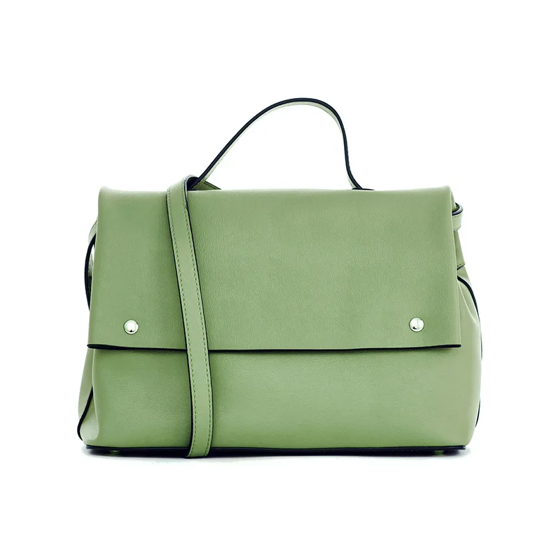 

LOEIL Solid color handbag leather shoulder diagonal handbag simple commuter big bag leather small square bag