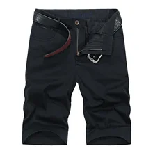 Летние высококачественные мужские штаны прямое длины до колена однотонные повседневные шорты с карманами