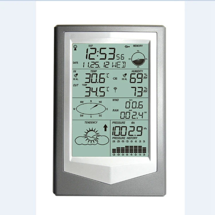 Беспроводная метеостанция с ПК ссылка бытовой большой ЖК-термометр гигрометр атмосферное давление часы погоды WS1040