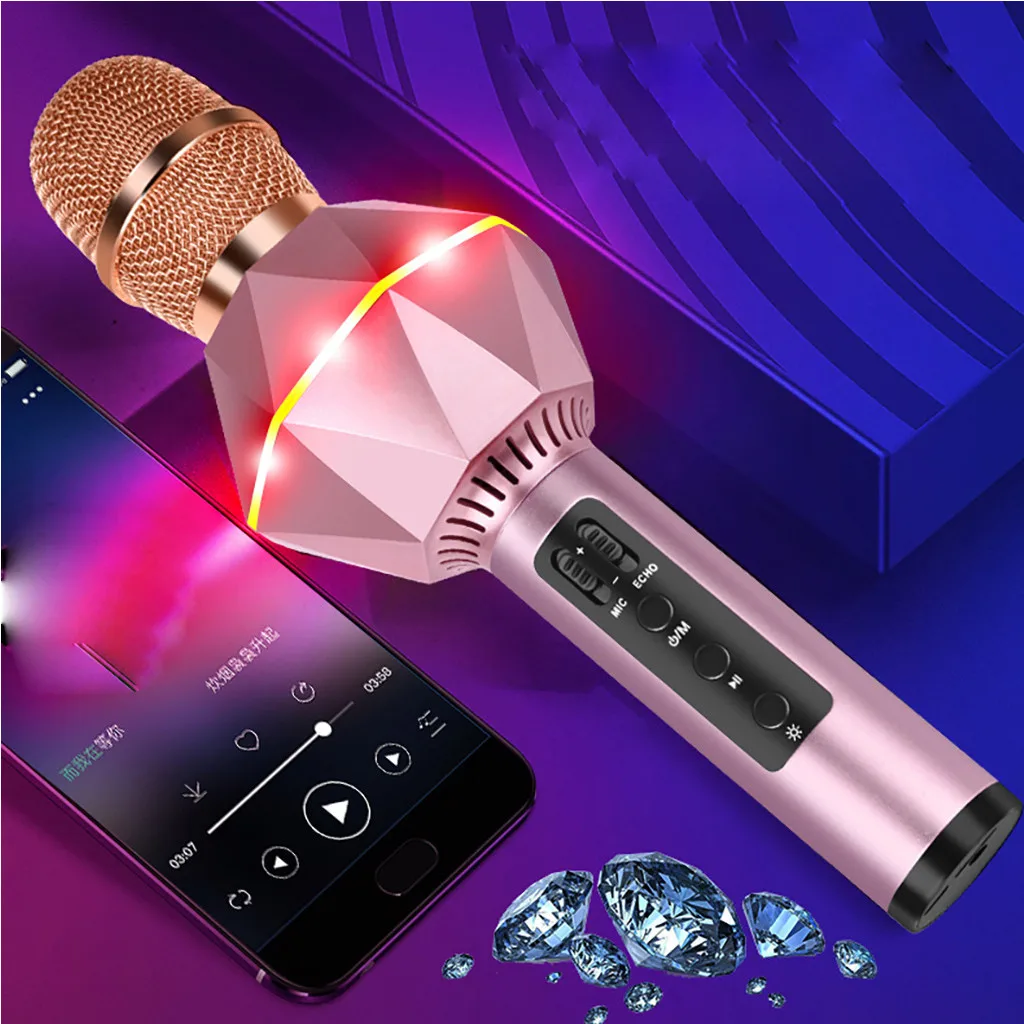 VOBERRY микрофон bluetooth для караоке детей беспроводной Bluetooth с динамиком вспышка