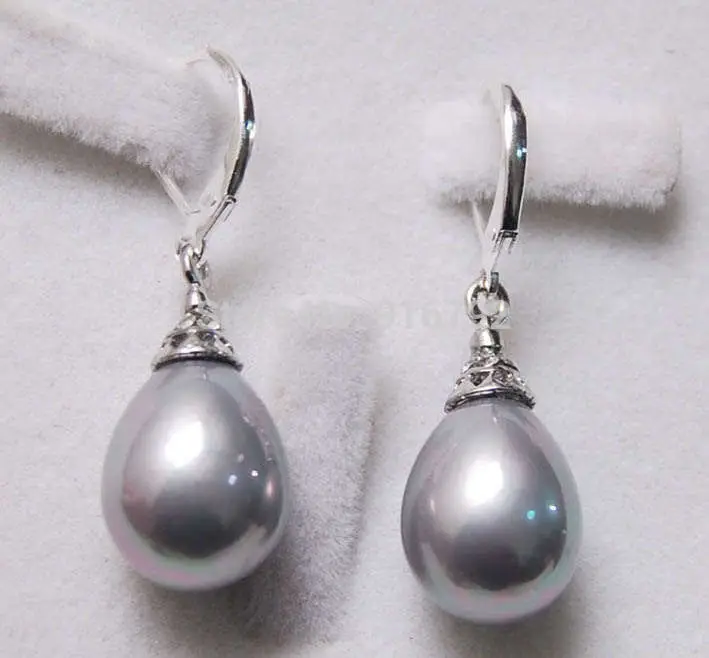 

Wholesale >>12X16MM Grey South Sea Shell Pearl Drop Earrings -Bride jewelry free shipping