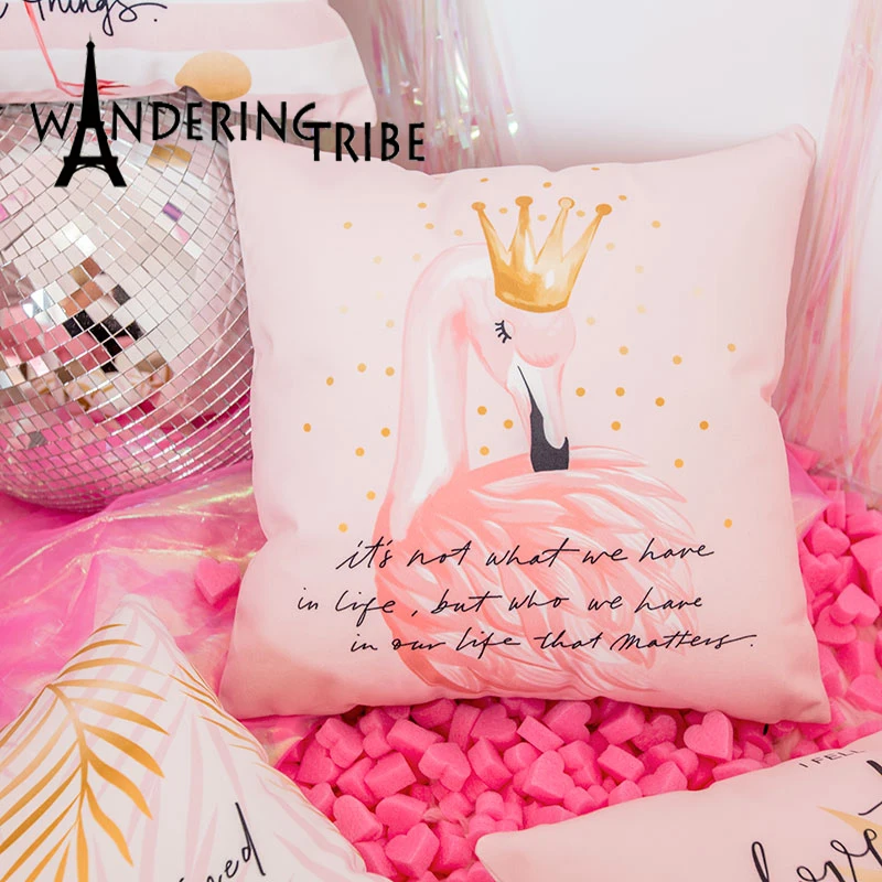 Подарок на свадьбу, розовая Подушка с изображением ананаса, чехол, пальмовый лист, фламинго, декоративная подушка для дома, офиса, автомобиля, дивана, чехол