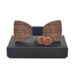Деревянная галстук-бабочка Запонки Набор Пейсли с цветочным принтом деревянные бабочкой запонки для свадьбы ручной работы кешью узор Bowties