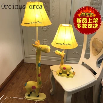 

Children's cartoon animal lamp floor lamp lovely bedroom bedside lamp cloth creative eye vertical children room lamp