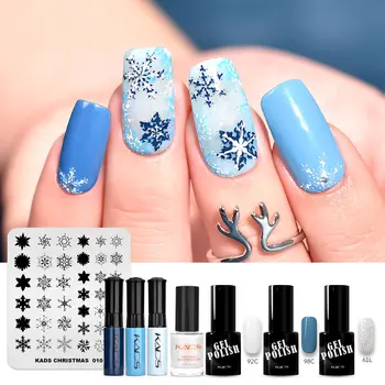 

KADS Snowflake Overprin design Nail Stamp SET Nail Template Plates Nail Stamping Plate Print Polish nail Stencil Polish