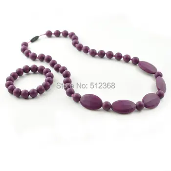 

HOT!!! Silicone Teething nursing breastfeeding necklace and bracelet set - Grape for mom to wear and baby to enjoy Free Shipping