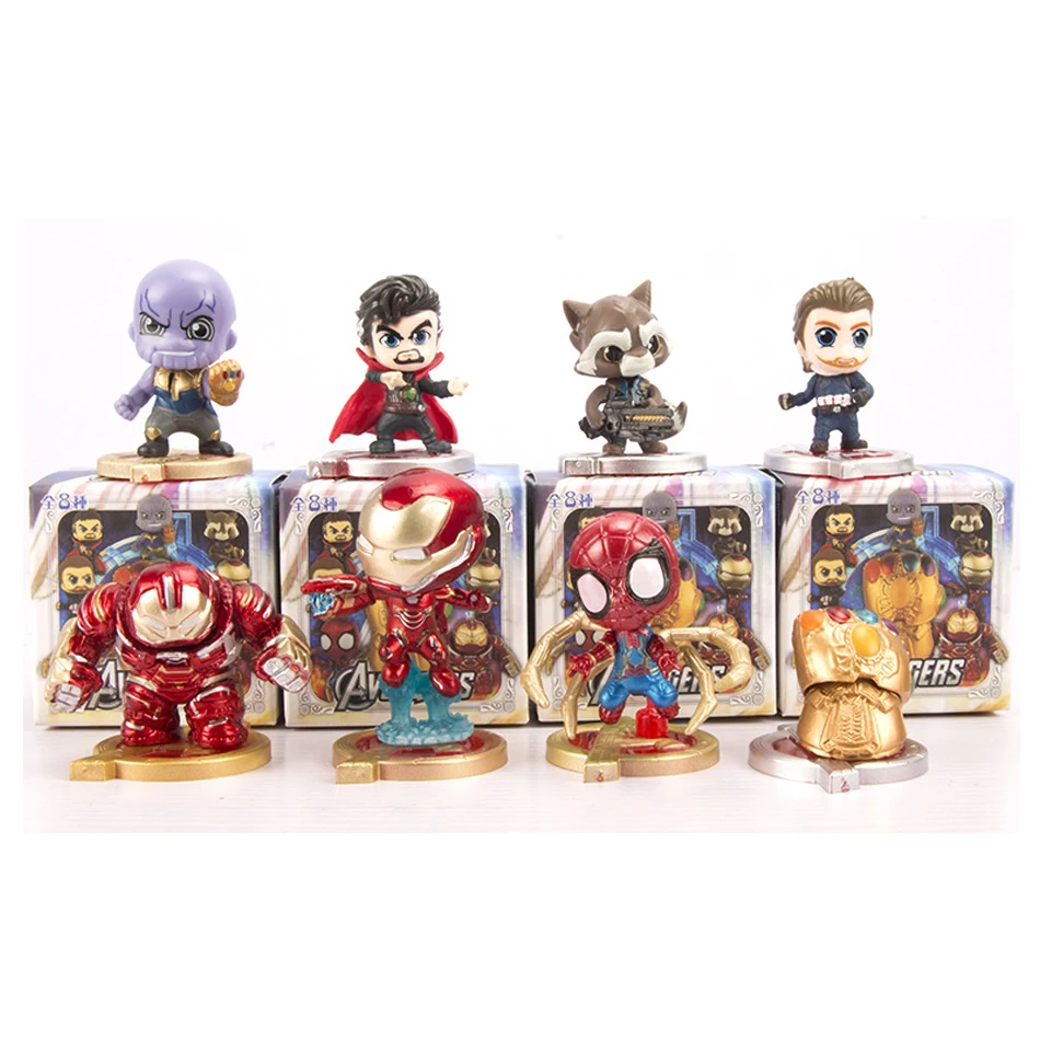 

8pcs/set Bubble-Head Marvel Avengers 4 Endgame Ironman Spiderman Gauntlet Loki Doctor Strange Thanos Infinity Glove Figure