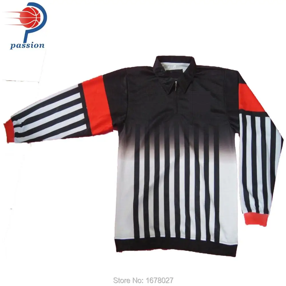 Standard Black Orange Hockey Referee Shirts With Ribbing Cuffsin