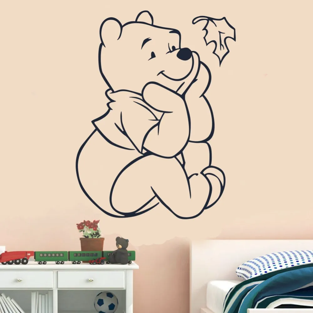Креативный новый DIY милый Винни-Пух играя листья наклейки на стену для детской