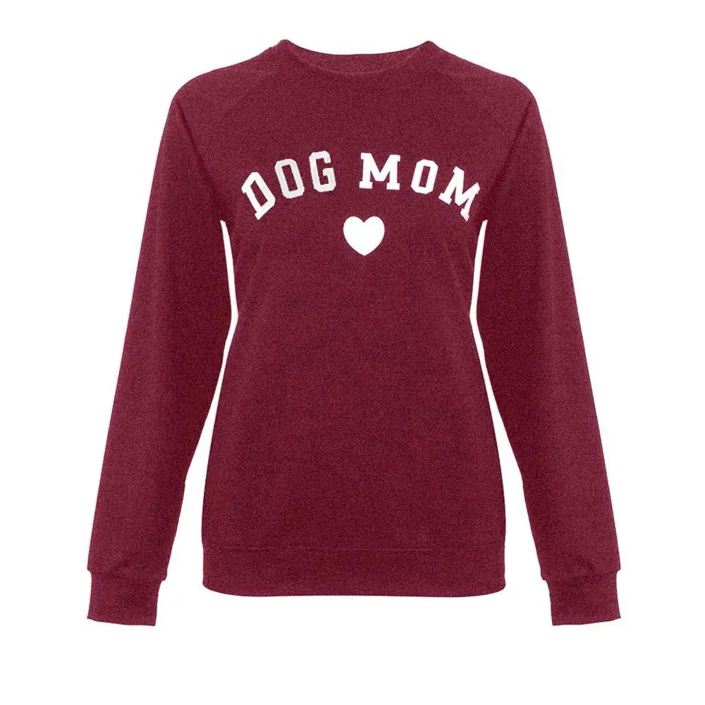 

Dog Mom Women's Plus Velvet Fashionable Long Sleeve Casual Sweatshirt Printing Heart-shaped Print Kawaii Sweatshirt Clothing Hot