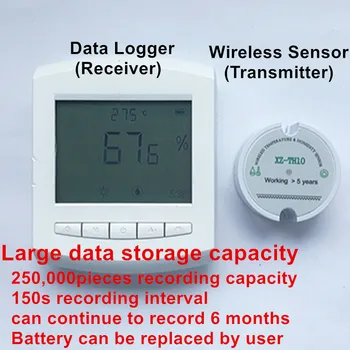 

470/433mhz Wireless Temperature and Humidity Data Logger,Temp and Humidity Wireless Remote Thermometer Recorder for Refrigerator