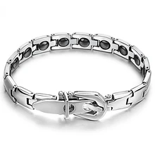 Men Health Care Jewelry Bracelet Healing Stainless Steel Magnetic Bracelet Mosaic of 16 Natural Bio-Magnetic Care Bracelet GS977