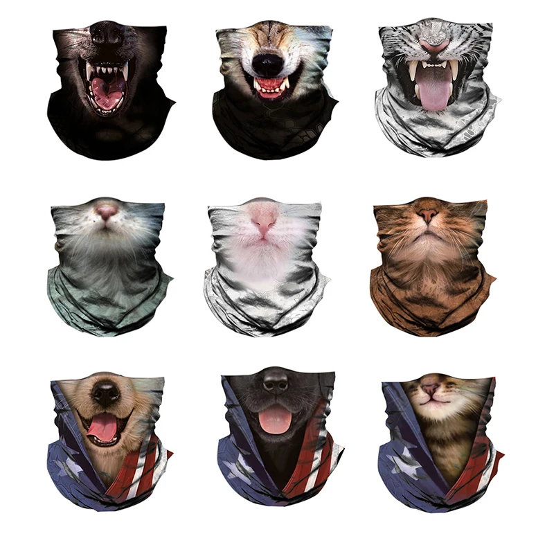 

Riding Cycling Face Mask Headband Halloween Masks 3D Animals Printing Hood Winter Outdoor Sunscreen Cover Quick Dry Face Masks