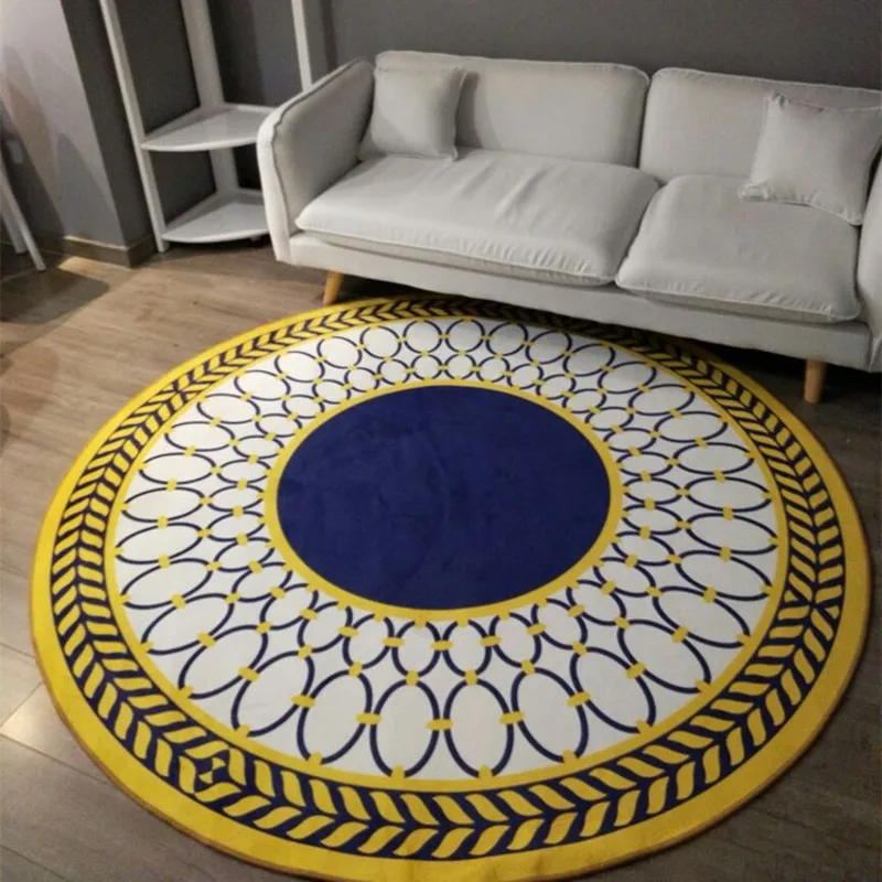 

Modern Fashion Geometric Carpet Sitting Room Bedroom Mat Study Computer Chair Round Rug