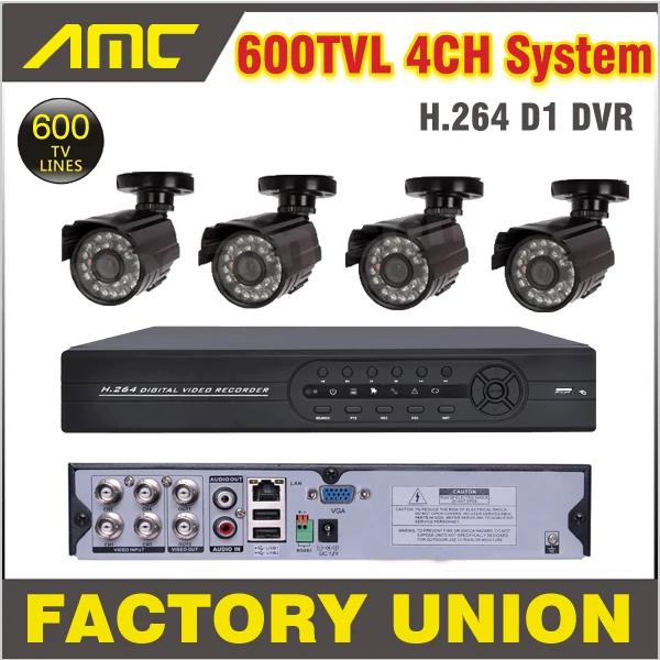 4ch Channel CCTV Kit 600TVL Outdoor and Dome Cameras Surveillance Security Camera CCTV System 4 Channel DVR Recorder
