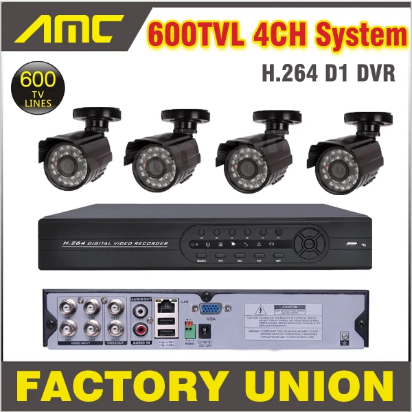 

4ch Channel CCTV Kit 600TVL Outdoor and Dome Cameras Surveillance Security Camera CCTV System 4 Channel DVR Recorder