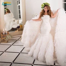 Vestido de noiva sereia 2016 Gorgeous Cathedral long train Mermaid Wedding Dresses Beads Bridal Gowns Casamento Robe de mariage